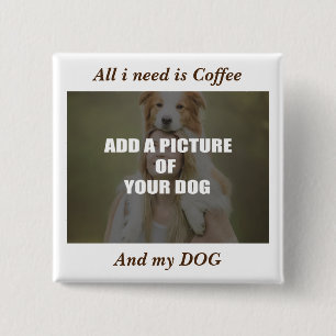 Coffee and my Dog Throw Pillow Button