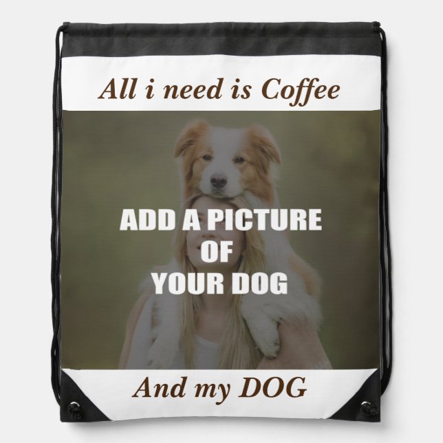 Coffee and my Dog Throw Pillow Drawstring Bag (Front)