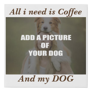 Coffee and my Dog Throw Pillow Faux Canvas Print