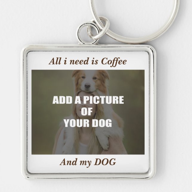 Coffee and my Dog Throw Pillow Keychain (Front)
