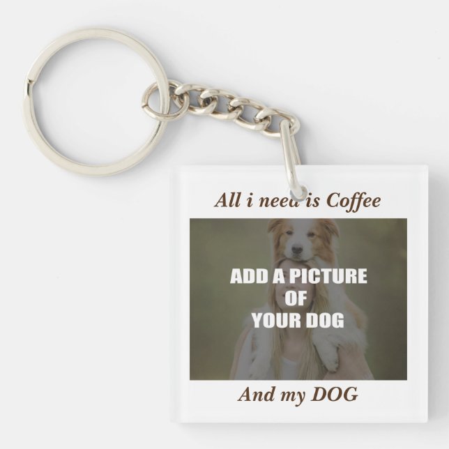 Coffee and my Dog Throw Pillow Keychain (Front)