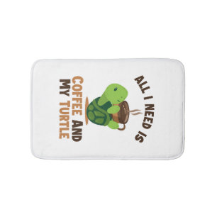 Coffee and my Turtle Tortoise Painted Lover Turtle Bath Mat