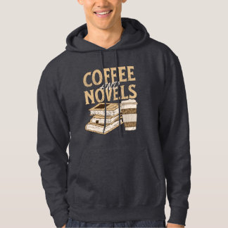 coffee and novel funny vintage book reading hoodie