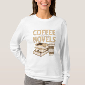 coffee and novel funny vintage book reading T-Shirt