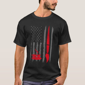 Coffee and Paint - Vintage USA American Flag for T-Shirt