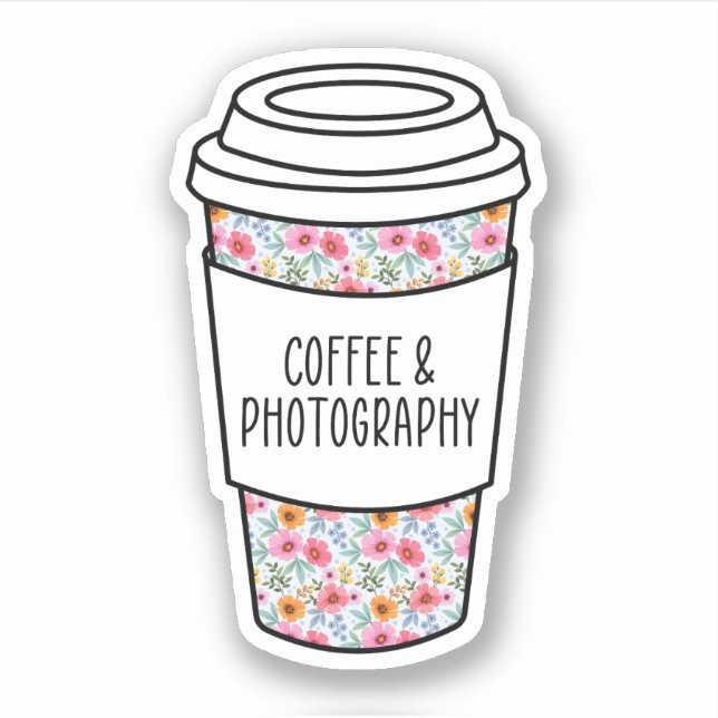 Coffee and Photography, Funny Photographer Gift Sticker (Front)