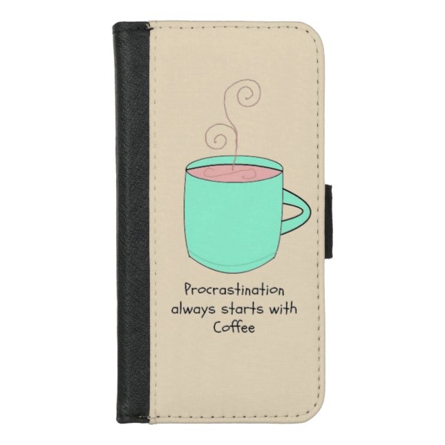 Coffee and Procrastination Quote iPhone Wallet Case (Front)