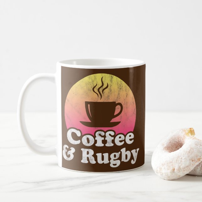 Coffee and Rugby  Coffee Mug (With Donut)