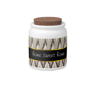 Coffee and Sage iKat ZigZag Pattern Candy Jar