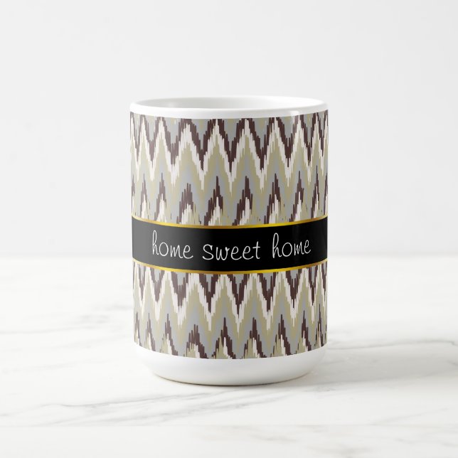 Coffee and Sage iKat ZigZag Pattern Coffee Mug (Center)