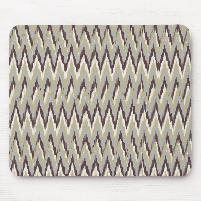 Coffee and Sage iKat ZigZag Pattern Mouse Pad (Front)