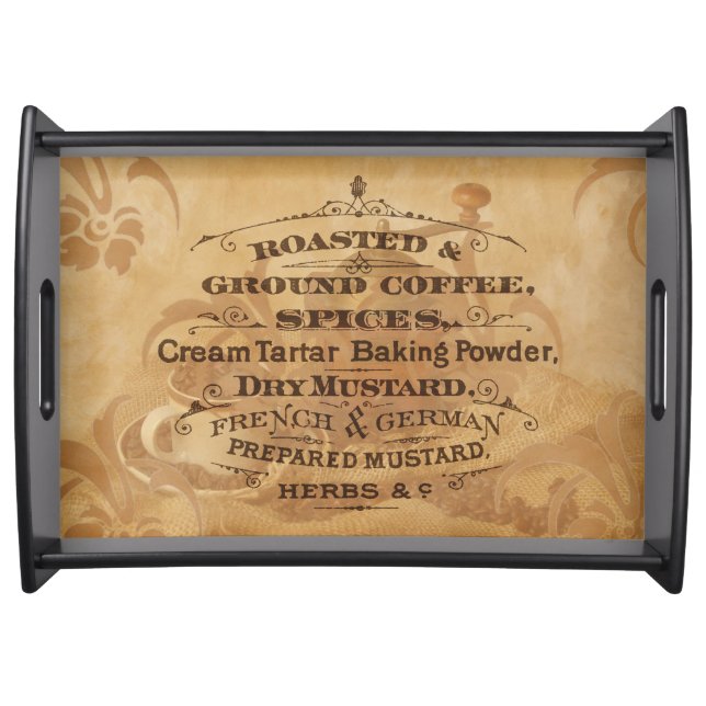 Coffee and Spices Rustic and Stylish Serving Tray (Front)