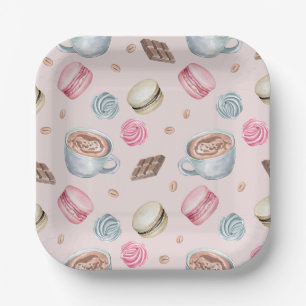 Coffee and Sweets Pattern Paper Plates