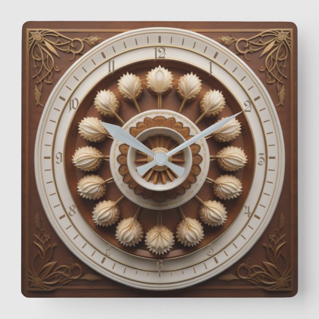 Coffee and sweets square wall clock (Front)