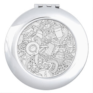 Coffee And Tea Doodle Compact Mirror