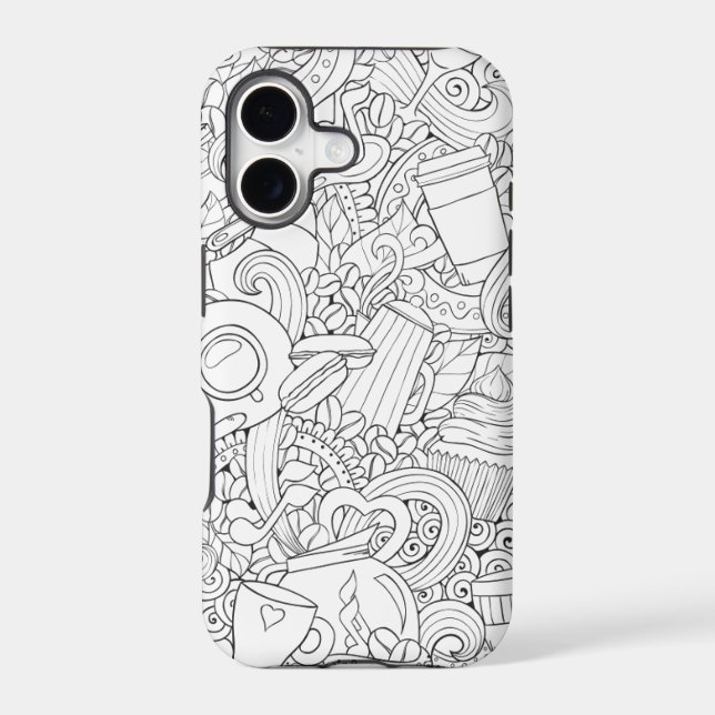 Coffee And Tea Doodle Iphone Case (Back)