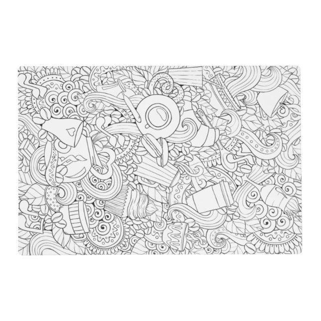 Coffee And Tea Doodle Placemat (Front)