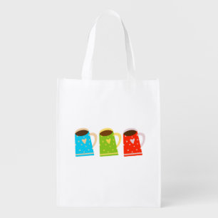 Coffee and Tea Lovers Reusable Grocery Bag