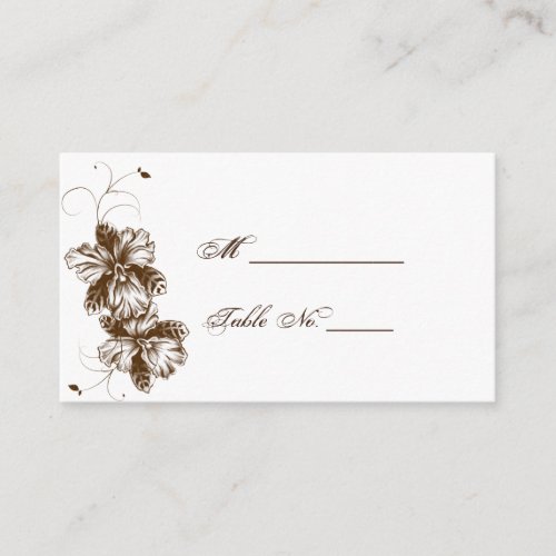 Coffee and White Floral Spray Wedding Place Cards Business Card