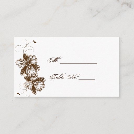 Customizable Coffee and White Floral Spray Wedding Place Cards Business Card