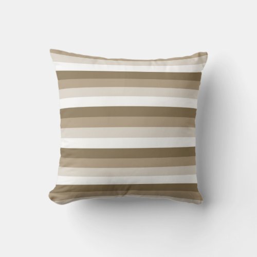 Coffee and White Stripes Throw Pillow