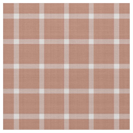 Coffee and White Windowpane Gingham Plaid  Fabric
