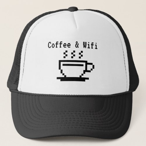 Coffee and wifi funny trucker hat for barista