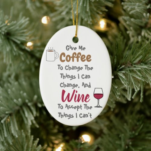 Coffee And Wine Ceramic Ornament