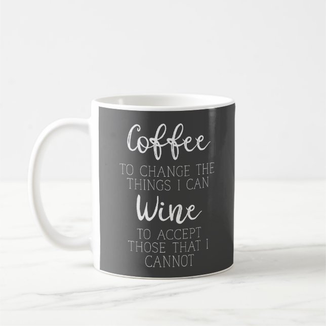 Coffee and Wine Humor Coffee Mug (Left)