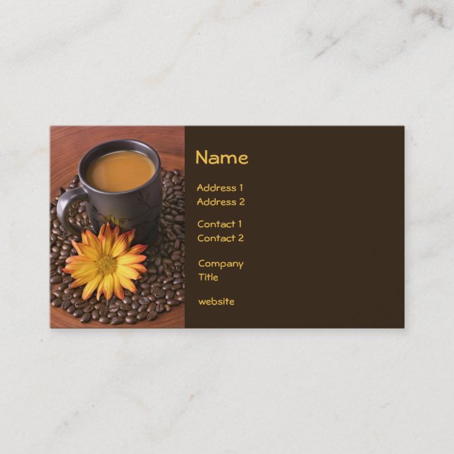 Coffee and Yellow Daisy Business Card (Front)