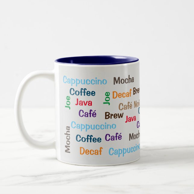 Coffee Any Language Two-Tone Coffee Mug (Left)