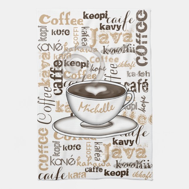 Coffee Around the World Name Towel (Vertical)