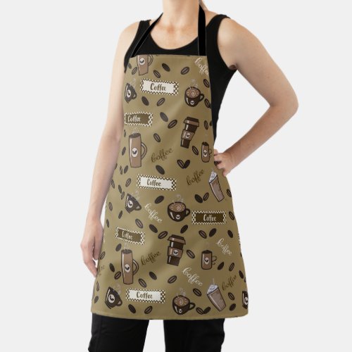 Coffee Art and Typography All_Over Print Apron