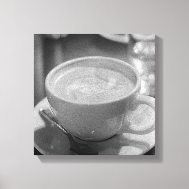 Coffee Art Black and White Canvas Print (Front)