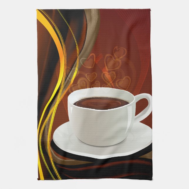 Coffee Art Cafe Kitchen Towel (Vertical)