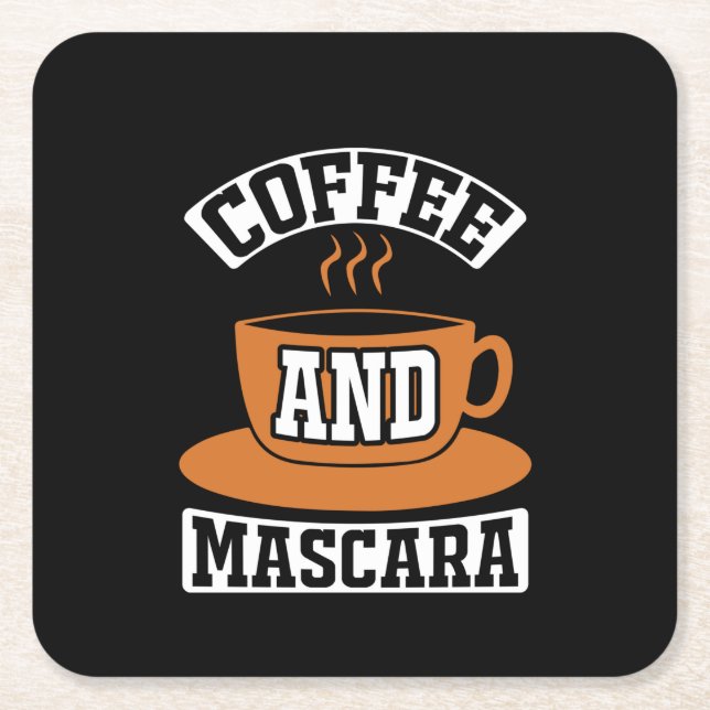 Coffee Art Coffee And Mascara Square Paper Coaster (Front)