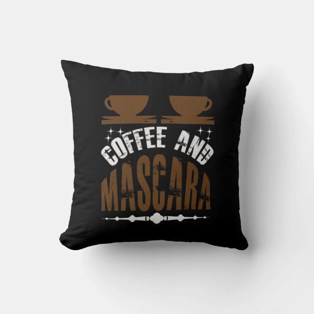 Coffee Art Coffee And Mascara Throw Pillow (Front)