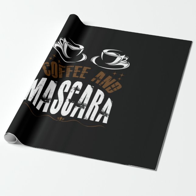 Coffee Art Coffee And Mascara Wrapping Paper (Unrolled)