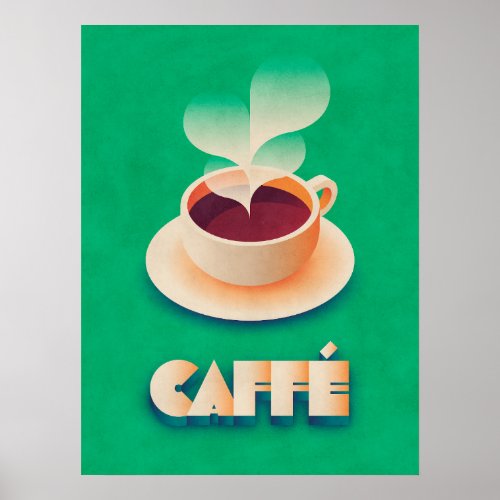 Coffee Art Deco Green Poster