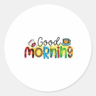 Coffee Art Good Morning Classic Round Sticker