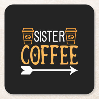 Coffee Art Sister Coffee Square Paper Coaster
