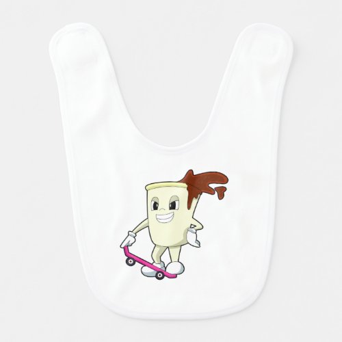 Coffee as Skater with Skateboard Baby Bib