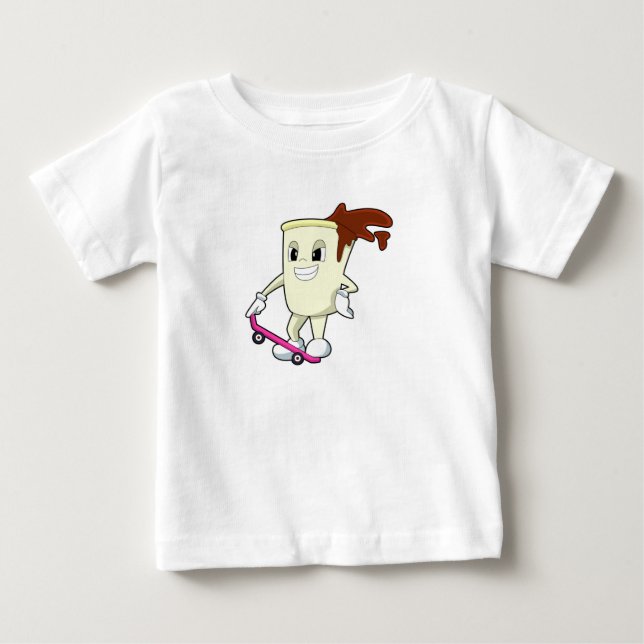 Coffee as Skater with Skateboard Baby T-Shirt (Front)