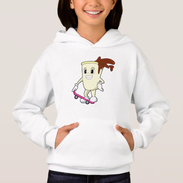 Coffee as Skater with Skateboard Hoodie (Front)