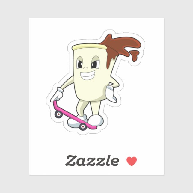Coffee as Skater with Skateboard Sticker (Sheet)