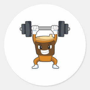 Coffee at Strength training with Barbell Classic Round Sticker
