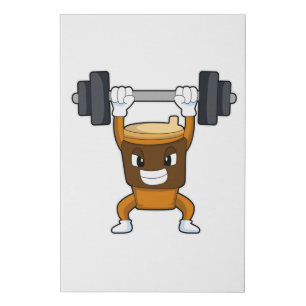 Coffee at Strength training with Barbell Faux Canvas Print