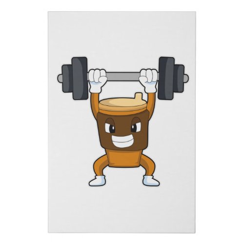 Coffee at Strength training with Barbell Faux Canvas Print