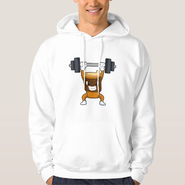 Coffee at Strength training with Barbell Hoodie (Front)