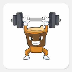 Coffee at Strength training with Barbell Square Sticker